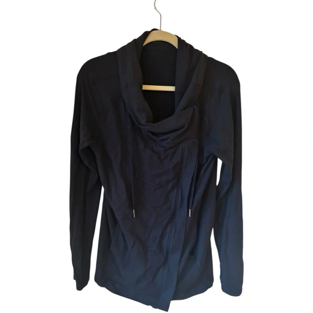 Lululemon Coast Easy Wrap Jacket Black Modal French Terry Size 6